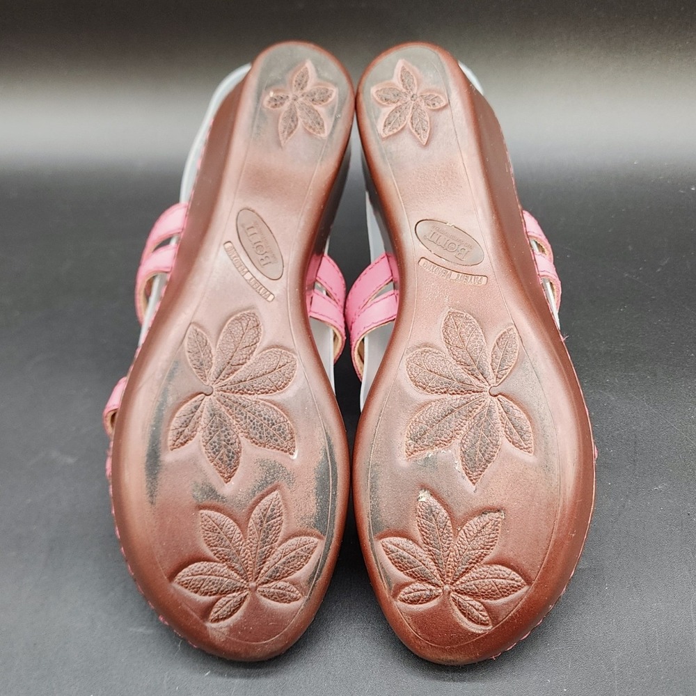 Born 8 Pink Leather Floral Wedge Sandals Boho Cottagecore Comfort Summer Slides - Picture 7 of 15
